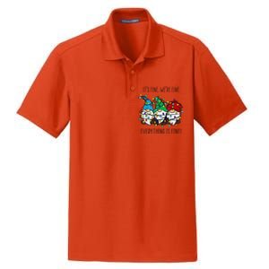 ItS Fine WeRe Fine Everything Is Fine Gnome Teacher Xmas Dry Zone Grid Polo