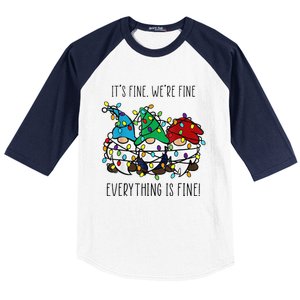 ItS Fine WeRe Fine Everything Is Fine Gnome Teacher Xmas Baseball Sleeve Shirt