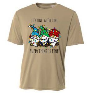 ItS Fine WeRe Fine Everything Is Fine Gnome Teacher Xmas Cooling Performance Crew T-Shirt