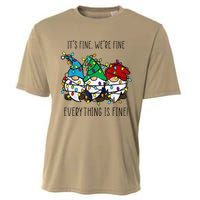 ItS Fine WeRe Fine Everything Is Fine Gnome Teacher Xmas Cooling Performance Crew T-Shirt