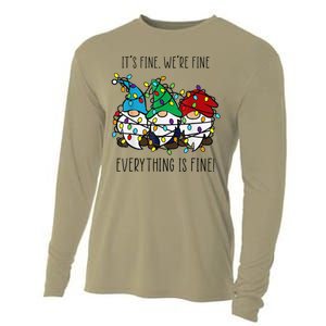 ItS Fine WeRe Fine Everything Is Fine Gnome Teacher Xmas Cooling Performance Long Sleeve Crew