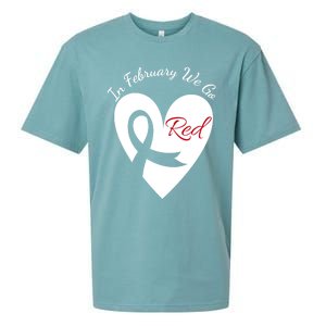 In February We Go Red Heart Disease Awareness American Month Great Gift Sueded Cloud Jersey T-Shirt