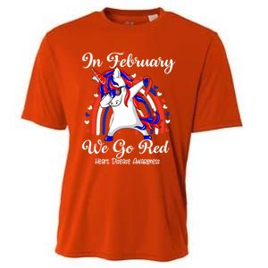 In February We Go Red Unicorn Heart Disease Awareness Month Great Gift Cooling Performance Crew T-Shirt