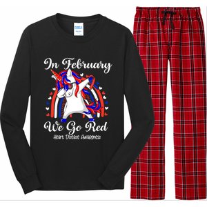 In February We Go Red Unicorn Heart Disease Awareness Month Great Gift Long Sleeve Pajama Set