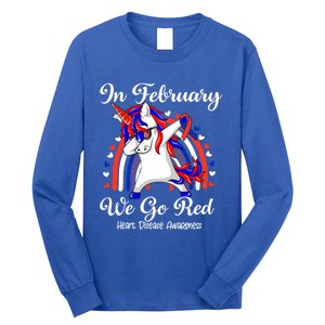 In February We Go Red Unicorn Heart Disease Awareness Month Great Gift Long Sleeve Shirt