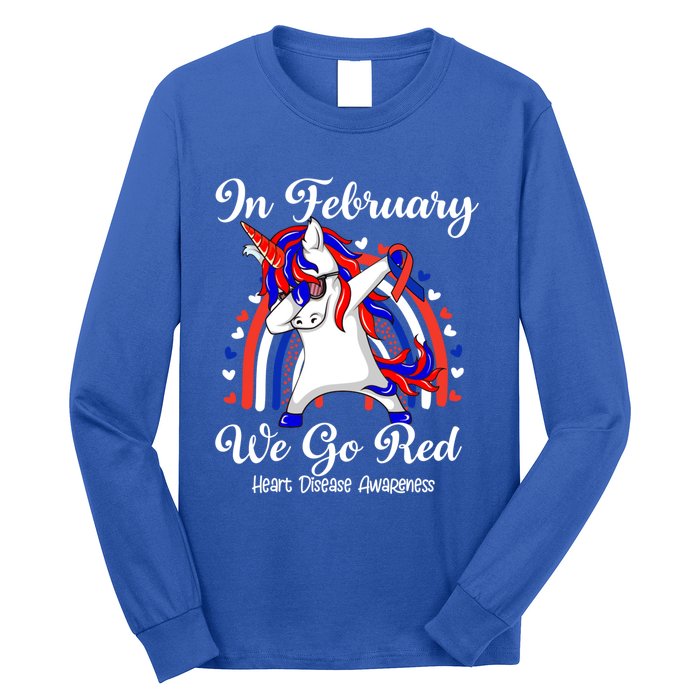 In February We Go Red Unicorn Heart Disease Awareness Month Great Gift Long Sleeve Shirt