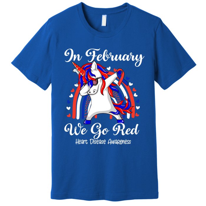 In February We Go Red Unicorn Heart Disease Awareness Month Great Gift Premium T-Shirt