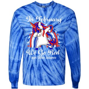 In February We Go Red Unicorn Heart Disease Awareness Month Great Gift Tie-Dye Long Sleeve Shirt