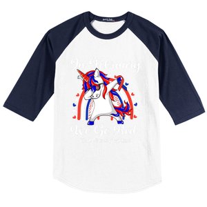 In February We Go Red Unicorn Heart Disease Awareness Month Great Gift Baseball Sleeve Shirt