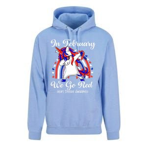 In February We Go Red Unicorn Heart Disease Awareness Month Great Gift Unisex Surf Hoodie