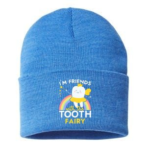 Im Friends With The Tooth Fairy Dentist Dental Hygienist Funny Gift Sustainable Knit Beanie