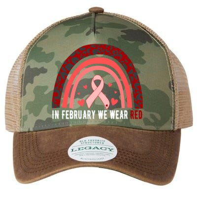 In February We Wear Red Heart Disease Awareness Month Meaningful Gift Legacy Tie Dye Trucker Hat