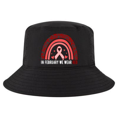 In February We Wear Red Heart Disease Awareness Month Meaningful Gift Cool Comfort Performance Bucket Hat