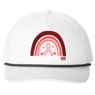 In February We Wear Red Heart Disease Awareness Month Meaningful Gift Snapback Five-Panel Rope Hat