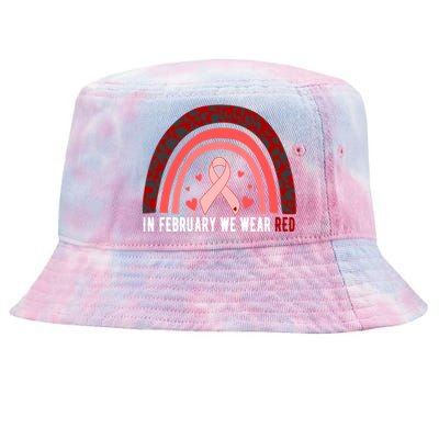 In February We Wear Red Heart Disease Awareness Month Meaningful Gift Tie-Dyed Bucket Hat