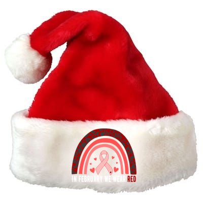 In February We Wear Red Heart Disease Awareness Month Meaningful Gift Premium Christmas Santa Hat