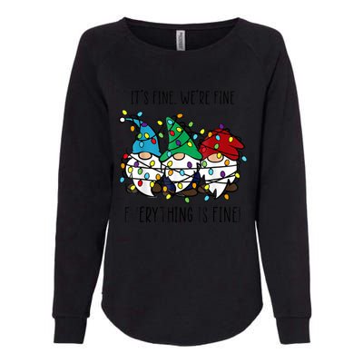 ItS Fine WeRe Fine Everything Is Fine Gnome Teacher Xmas Womens California Wash Sweatshirt