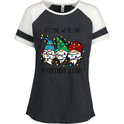 ItS Fine WeRe Fine Everything Is Fine Gnome Teacher Xmas Enza Ladies Jersey Colorblock Tee