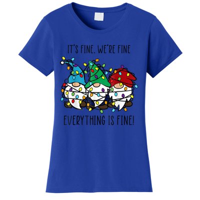 ItS Fine WeRe Fine Everything Is Fine Gnome Teacher Xmas Women's T-Shirt