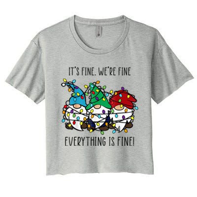 ItS Fine WeRe Fine Everything Is Fine Gnome Teacher Xmas Women's Crop Top Tee