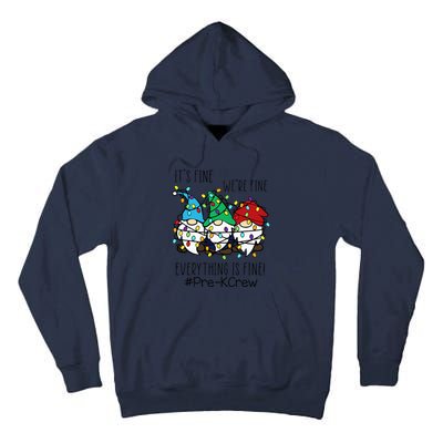 It's Fine We're Fine Gnome PreK Teacher Christmas Light Tall Hoodie