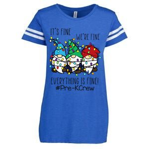 It's Fine We're Fine Gnome PreK Teacher Christmas Light Enza Ladies Jersey Football T-Shirt