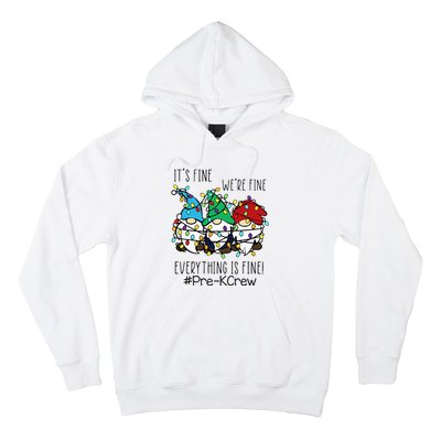 It's Fine We're Fine Gnome PreK Teacher Christmas Light Hoodie