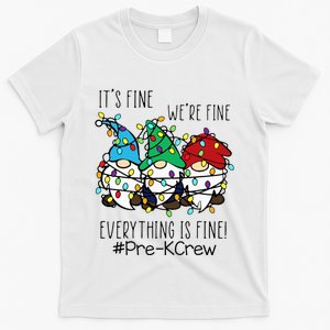 It's Fine We're Fine Gnome PreK Teacher Christmas Light T-Shirt