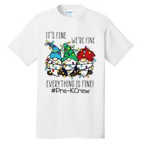 It's Fine We're Fine Gnome PreK Teacher Christmas Light Tall T-Shirt