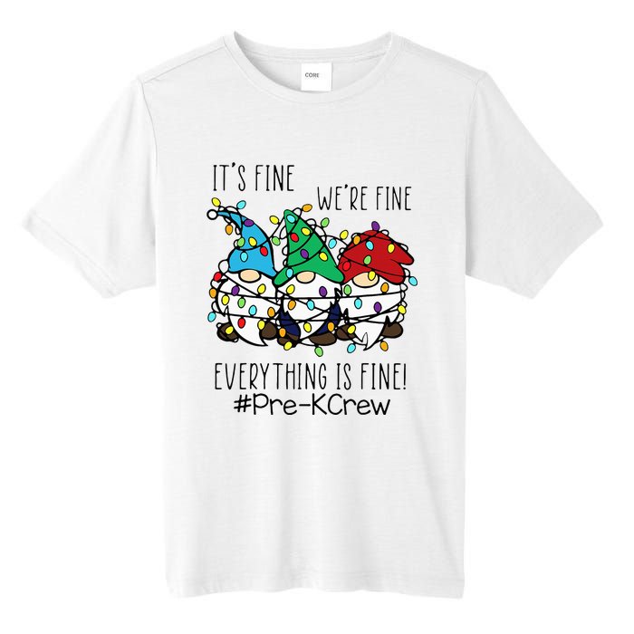 It's Fine We're Fine Gnome PreK Teacher Christmas Light Tall Fusion ChromaSoft Performance T-Shirt