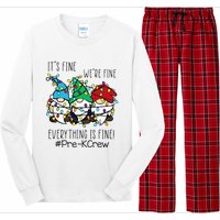 It's Fine We're Fine Gnome PreK Teacher Christmas Light Long Sleeve Pajama Set