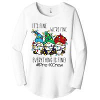 It's Fine We're Fine Gnome PreK Teacher Christmas Light Women's Perfect Tri Tunic Long Sleeve Shirt