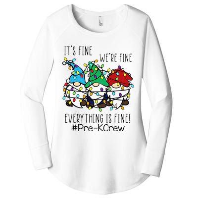 It's Fine We're Fine Gnome PreK Teacher Christmas Light Women's Perfect Tri Tunic Long Sleeve Shirt