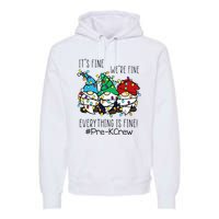 It's Fine We're Fine Gnome PreK Teacher Christmas Light Premium Hoodie