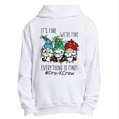 It's Fine We're Fine Gnome PreK Teacher Christmas Light Urban Pullover Hoodie