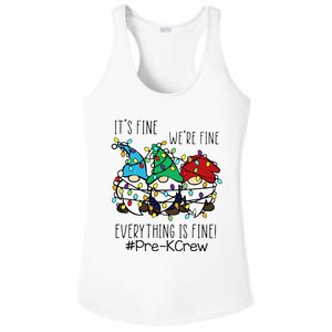 It's Fine We're Fine Gnome PreK Teacher Christmas Light Ladies PosiCharge Competitor Racerback Tank