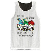 It's Fine We're Fine Gnome PreK Teacher Christmas Light Mesh Reversible Basketball Jersey Tank