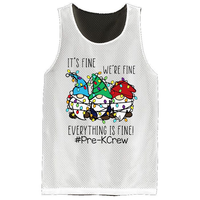 It's Fine We're Fine Gnome PreK Teacher Christmas Light Mesh Reversible Basketball Jersey Tank