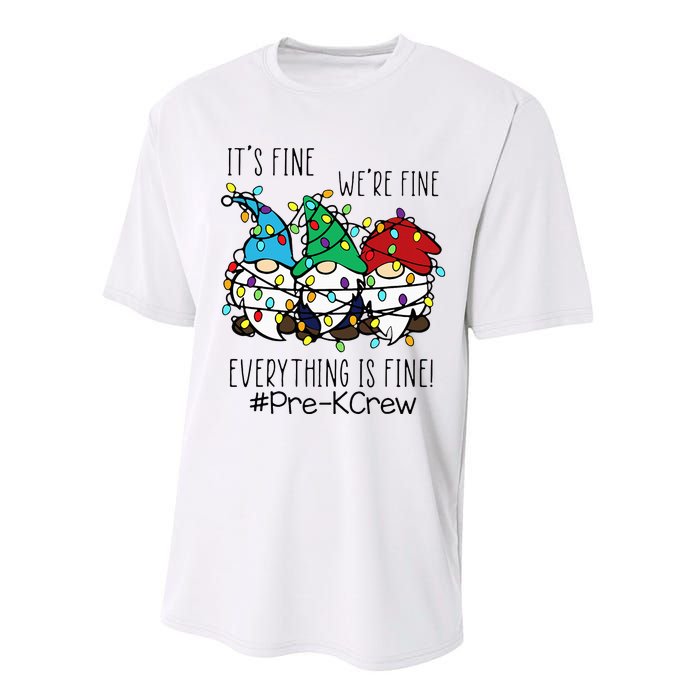 It's Fine We're Fine Gnome PreK Teacher Christmas Light Performance Sprint T-Shirt