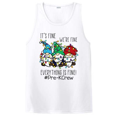 It's Fine We're Fine Gnome PreK Teacher Christmas Light PosiCharge Competitor Tank