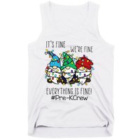 It's Fine We're Fine Gnome PreK Teacher Christmas Light Tank Top