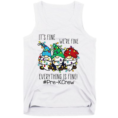 It's Fine We're Fine Gnome PreK Teacher Christmas Light Tank Top