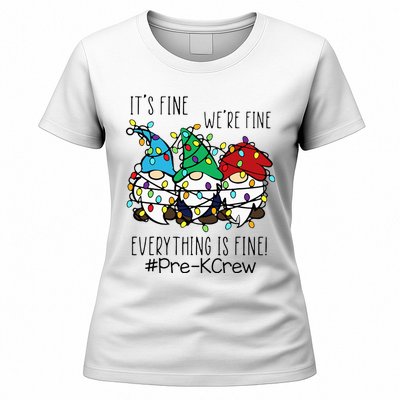 It's Fine We're Fine Gnome PreK Teacher Christmas Light Women's T-Shirt