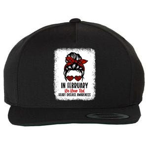 In February We Wear Red Heart Disease Awareness Gift Wool Snapback Cap