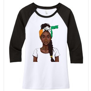 Ivorian Flag Women Souvenirs Products Ivory Coast Women's Tri-Blend 3/4-Sleeve Raglan Shirt