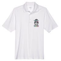 In February We Wear Zebra Messy Bun Rare Disease Awareness Men's Origin Performance Pique Polo