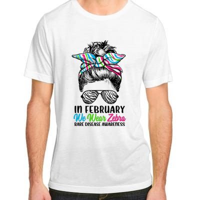 In February We Wear Zebra Messy Bun Rare Disease Awareness Adult ChromaSoft Performance T-Shirt