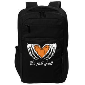 Its Fall Yall Skeleton Hand Pumpkin Heart Halloween Gift Impact Tech Backpack