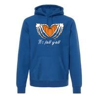 Its Fall Yall Skeleton Hand Pumpkin Heart Halloween Gift Premium Hoodie