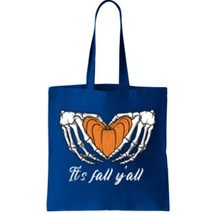 Its Fall Yall Skeleton Hand Pumpkin Heart Halloween Gift Tote Bag